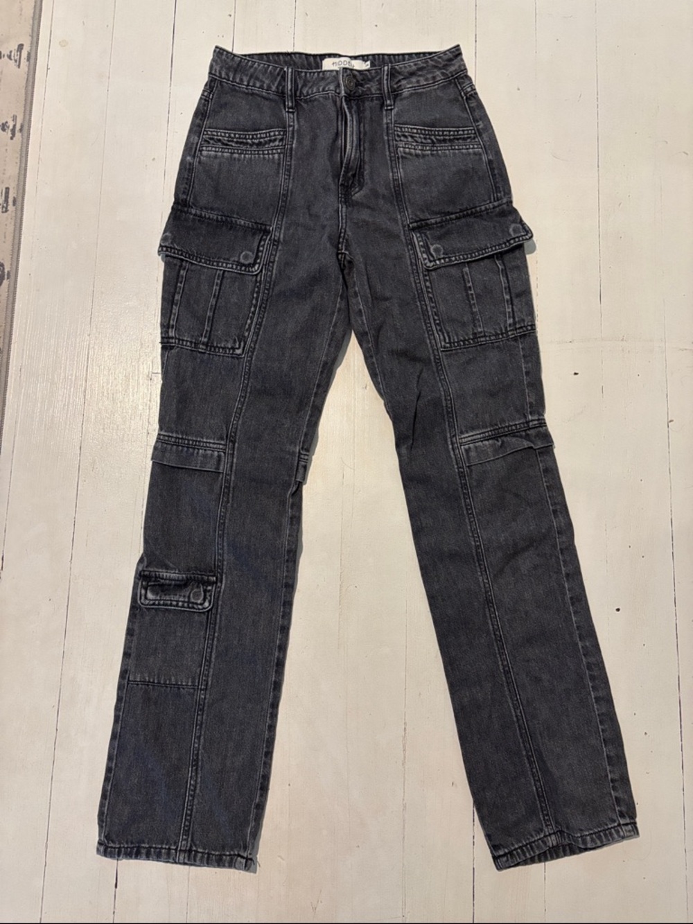 Women's Black Cargo Denim Jeans